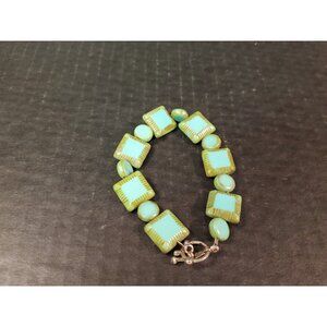 8" Vintage Faux Turquoise Square Toggle Bracelet